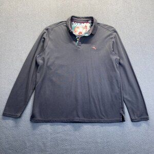 Tommy Bahama Island Zone Men XL Long Sleeve Shirt Gray Supima Cotton Marlin Polo